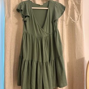 See You Monday Olive Green Mini Dress